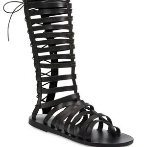 Ancient Greek Sandals Nikiforos Black Gladiator Sandal FESTIVAL